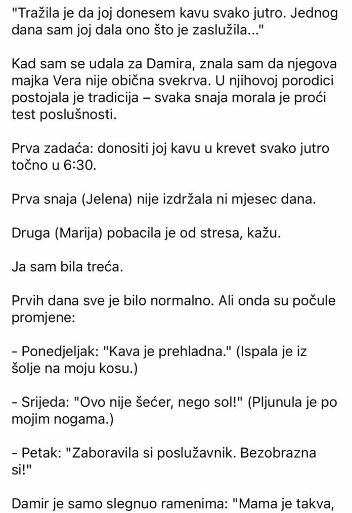 “Svekrva je ‘testirala’ sve snaje – ali kad je došao moj red, napravila sam nešto neočekivano” - featured image