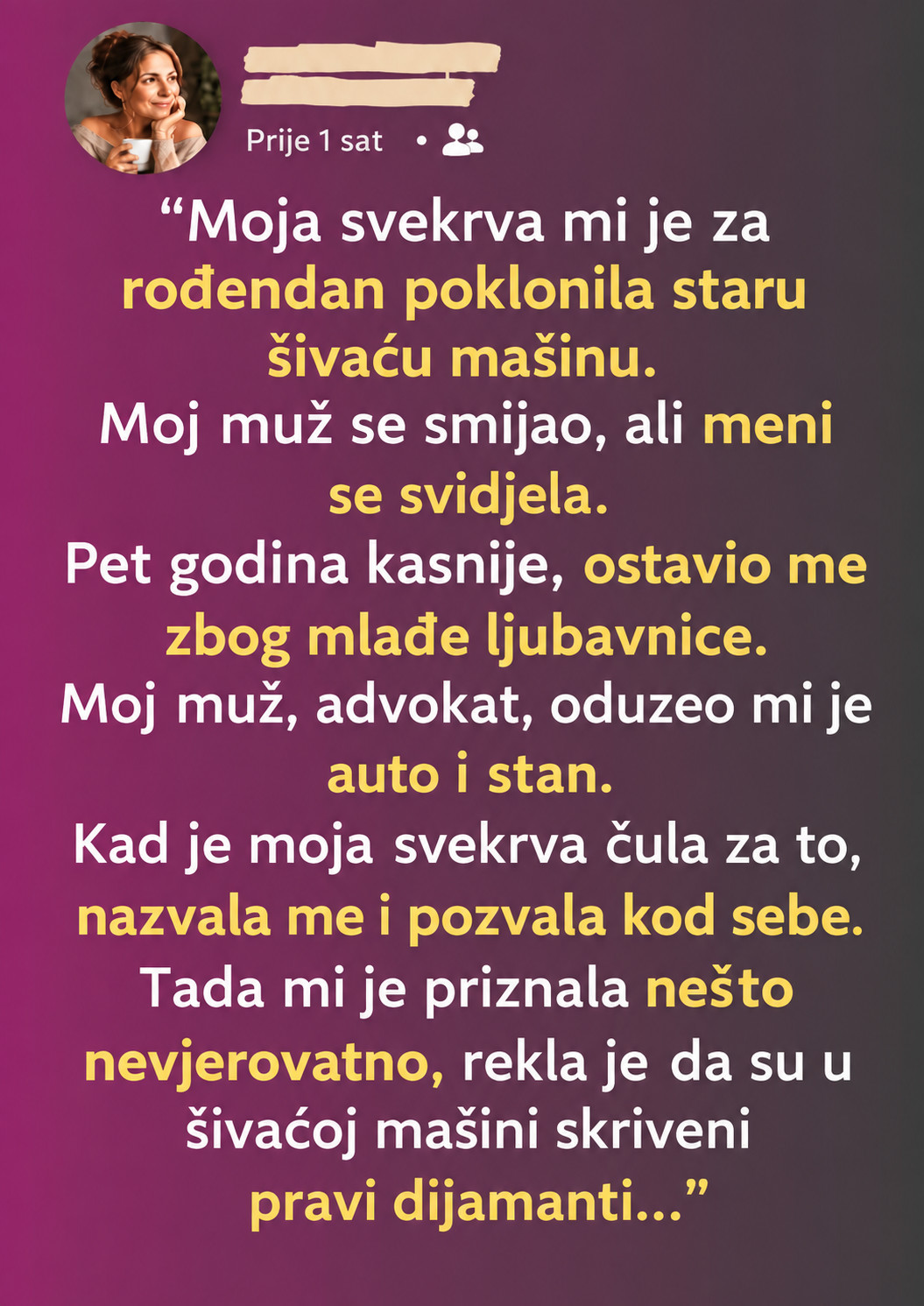 “Moja svekrva mi je za rođendan poklonila staru šivaću mašinu”. - featured image